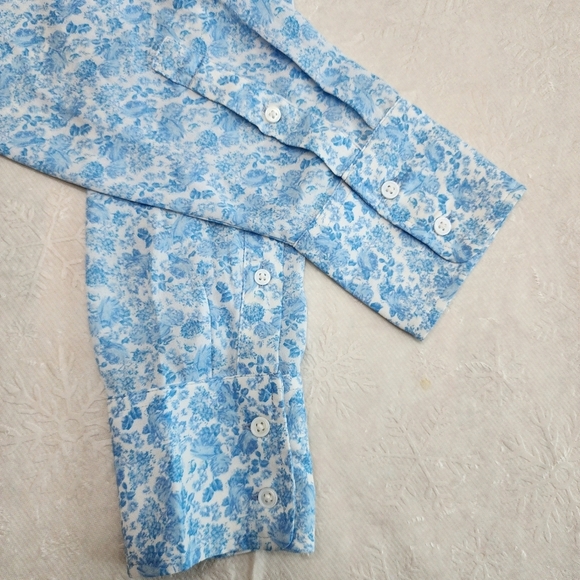 Levis size XL blouse top vintage floral blue and white longsleeve button up - Picture 5 of 8